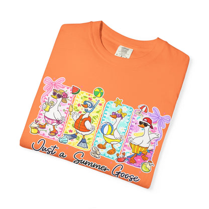 Summer Goose T‑Shirt — "Just a Summer Goose" Cute Beach Cartoon Tee
