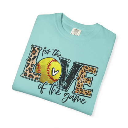 Love of the Game Softball T-Shirt — Leopard Print Tennis Ball Design