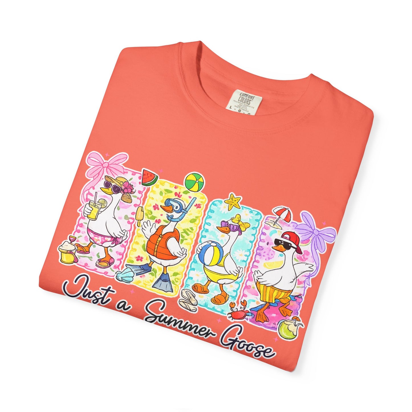 Summer Goose T‑Shirt — "Just a Summer Goose" Cute Beach Cartoon Tee