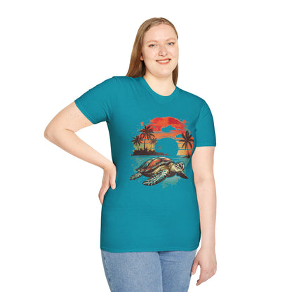 Sea Turtle Sunset T-Shirt — Tropical Beach Graphic Tee