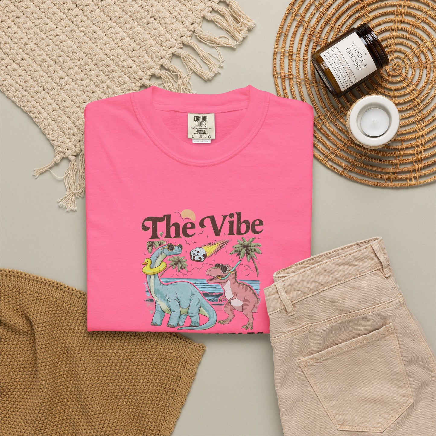 Retro Dinosaur Tee — "The Vibe Is In Shambles" Graphic T-Shirt