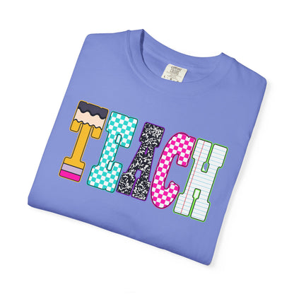 Teach Colorblock Graphic T-Shirt — Fun Teacher Appreciation Tee