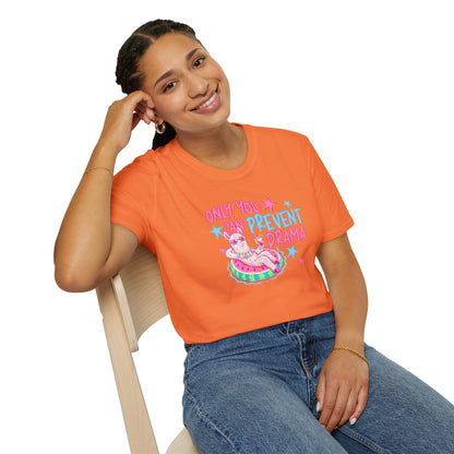 Only You Can Prevent Drama T-Shirt — Cute Llama Pool Float Graphic Tee