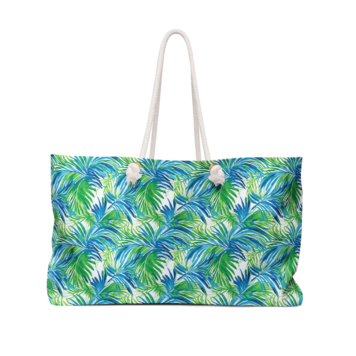 Tropical Palm Print Weekender Bag – Blue & Green Beach Tote