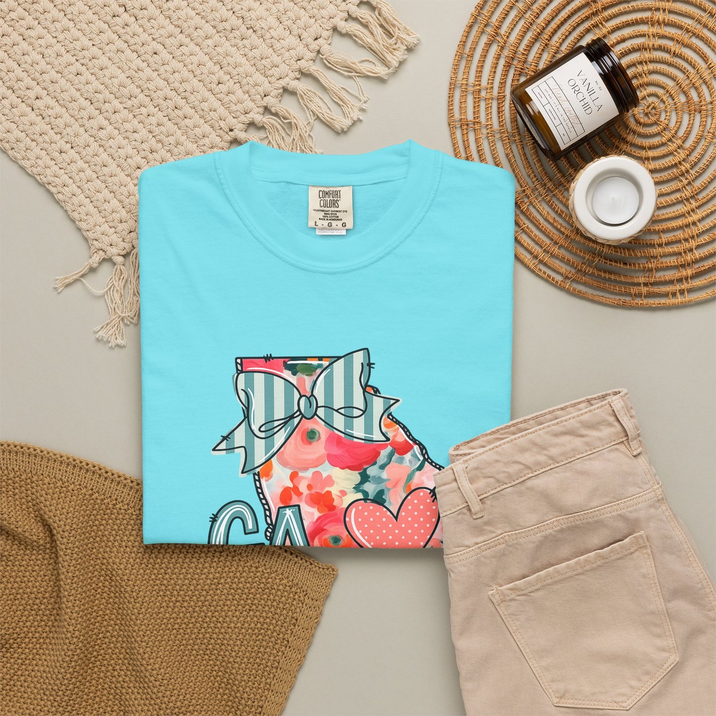 Georgia Floral State T-Shirt — GA Heart Bow Design