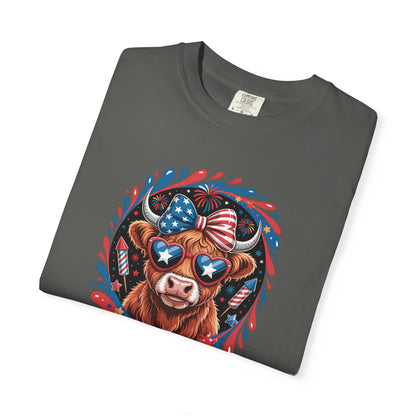 Patriotic Cow Graphic T-Shirt – USA Flag Sunglasses 4th of July Tee