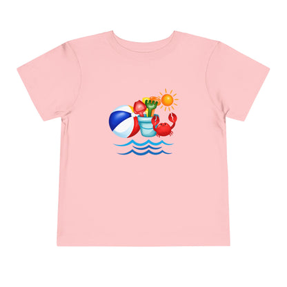Toddler Tee — Colorful Beach Crab & Sand Pail Summer Shirt