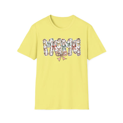 Mama Floral Typography T-Shirt — 'MAMA' Bow Graphic, Cute Mother's Day Gift
