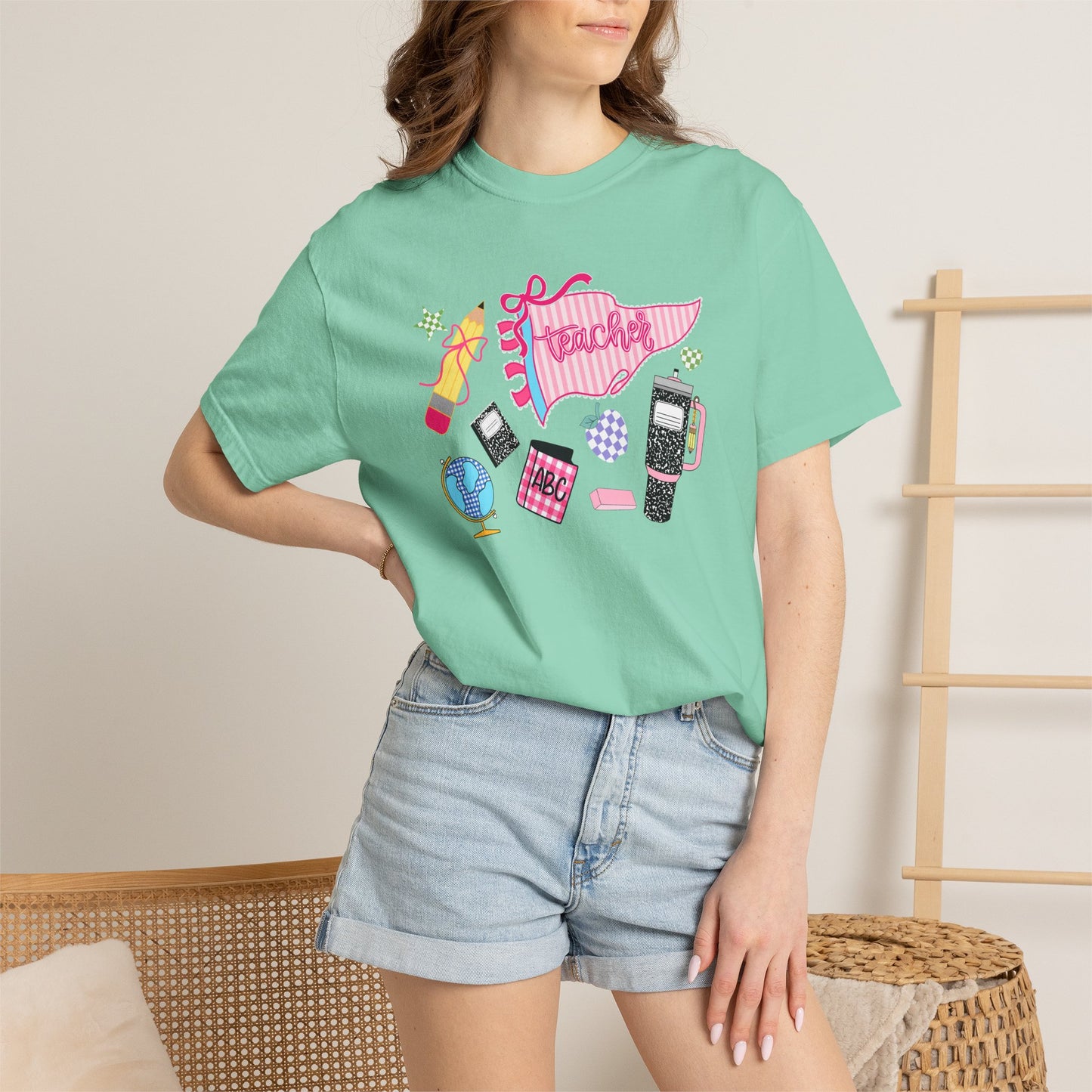 Teacher Essentials T-Shirt — Fun School Supplies Graphic