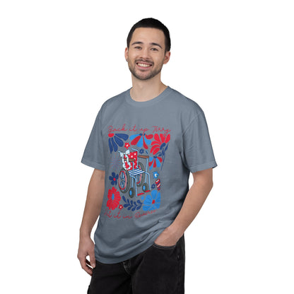 Fourth of July Beach Wheelchair T-Shirt — Patriotic Floral "Pack it up, Jerry" Tee