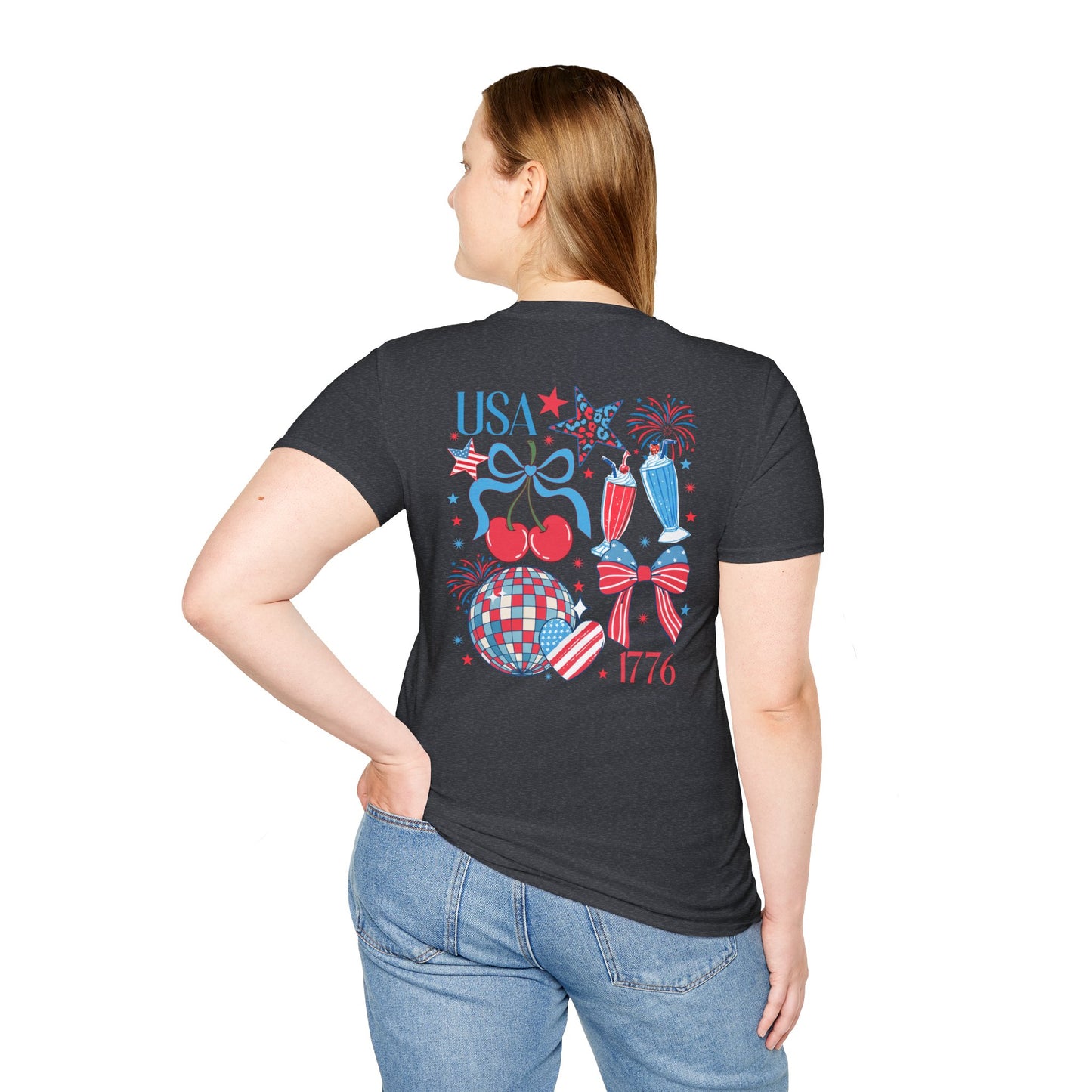 Patriotic Cherry T-Shirt — USA 1776 Fourth of July Graphic Tee
