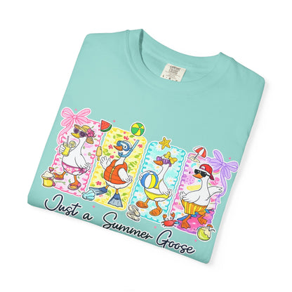 Summer Goose T‑Shirt — "Just a Summer Goose" Cute Beach Cartoon Tee