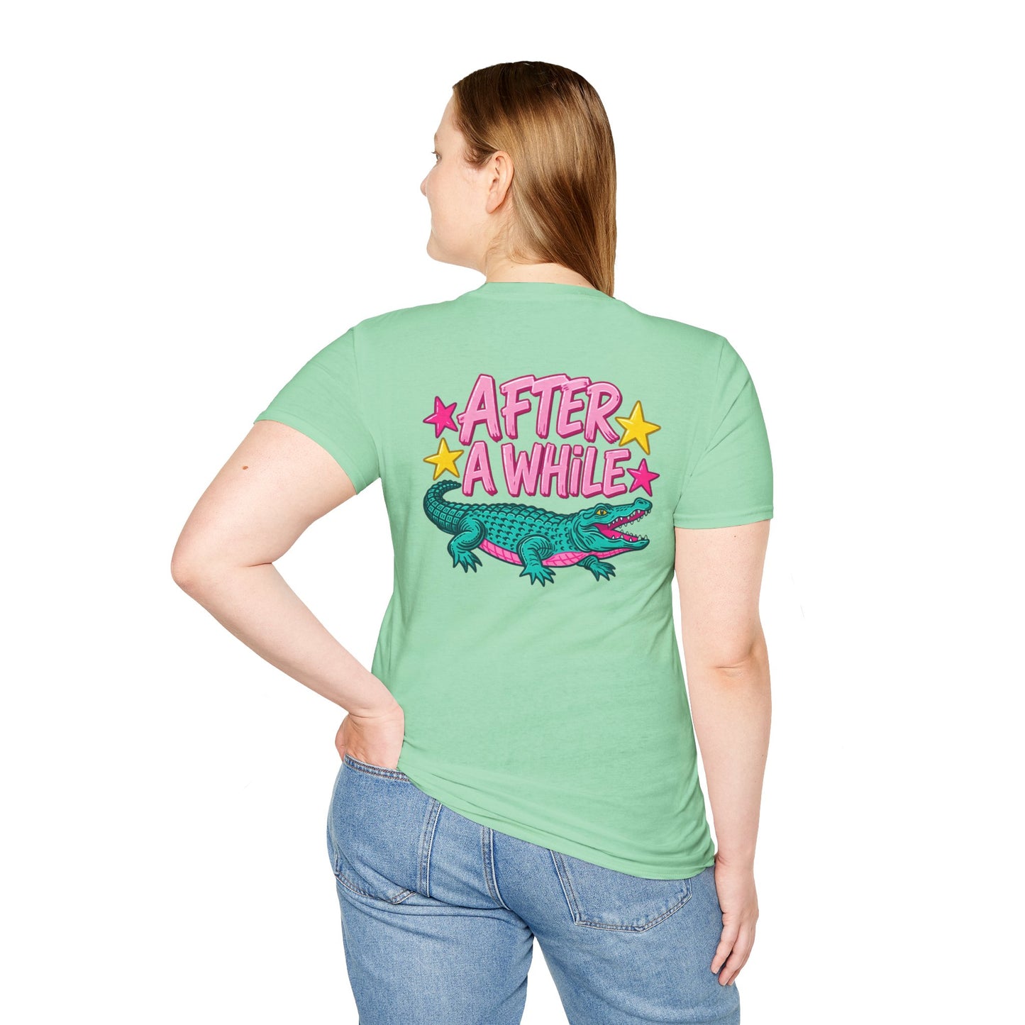 Later Alligator T‑Shirt — Retro Cartoon Gator "Later/After A While" Graphic Tee