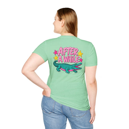 Later Alligator T‑Shirt — Retro Cartoon Gator "Later/After A While" Graphic Tee