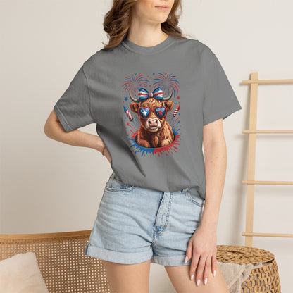 Patriotic Cowboy Bear T-Shirt — 4th of July Fireworks Graphic Tee