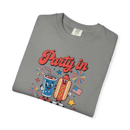 Party in the USA T-Shirt — 4th of July Hot Dog & Soda Graphic Tee