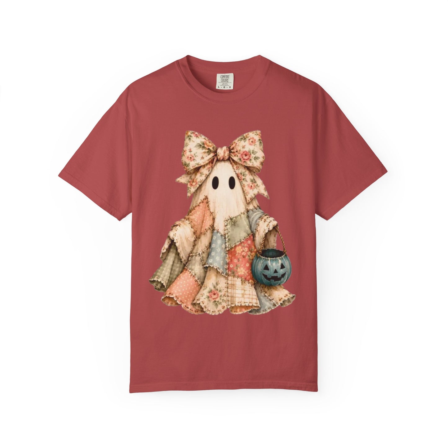 Halloween Patchwork Ghost T-Shirt — Cute Vintage Trick-or-Treat Tee