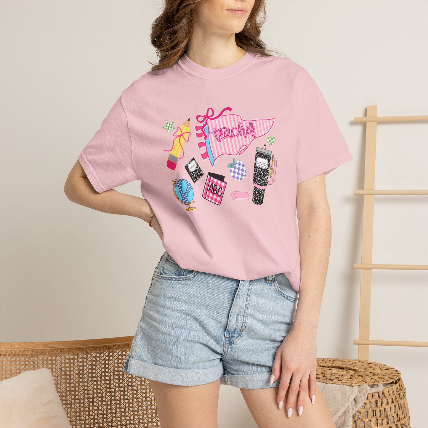 Teacher Essentials T-Shirt — Fun School Supplies Graphic