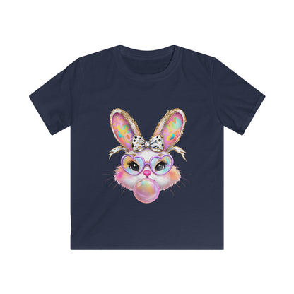 Kids Bunny Bubble Gum T‑Shirt — Cute Pastel Bunny with Glasses & Bow
