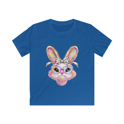 Kids Bunny Bubble Gum T‑Shirt — Cute Pastel Bunny with Glasses & Bow