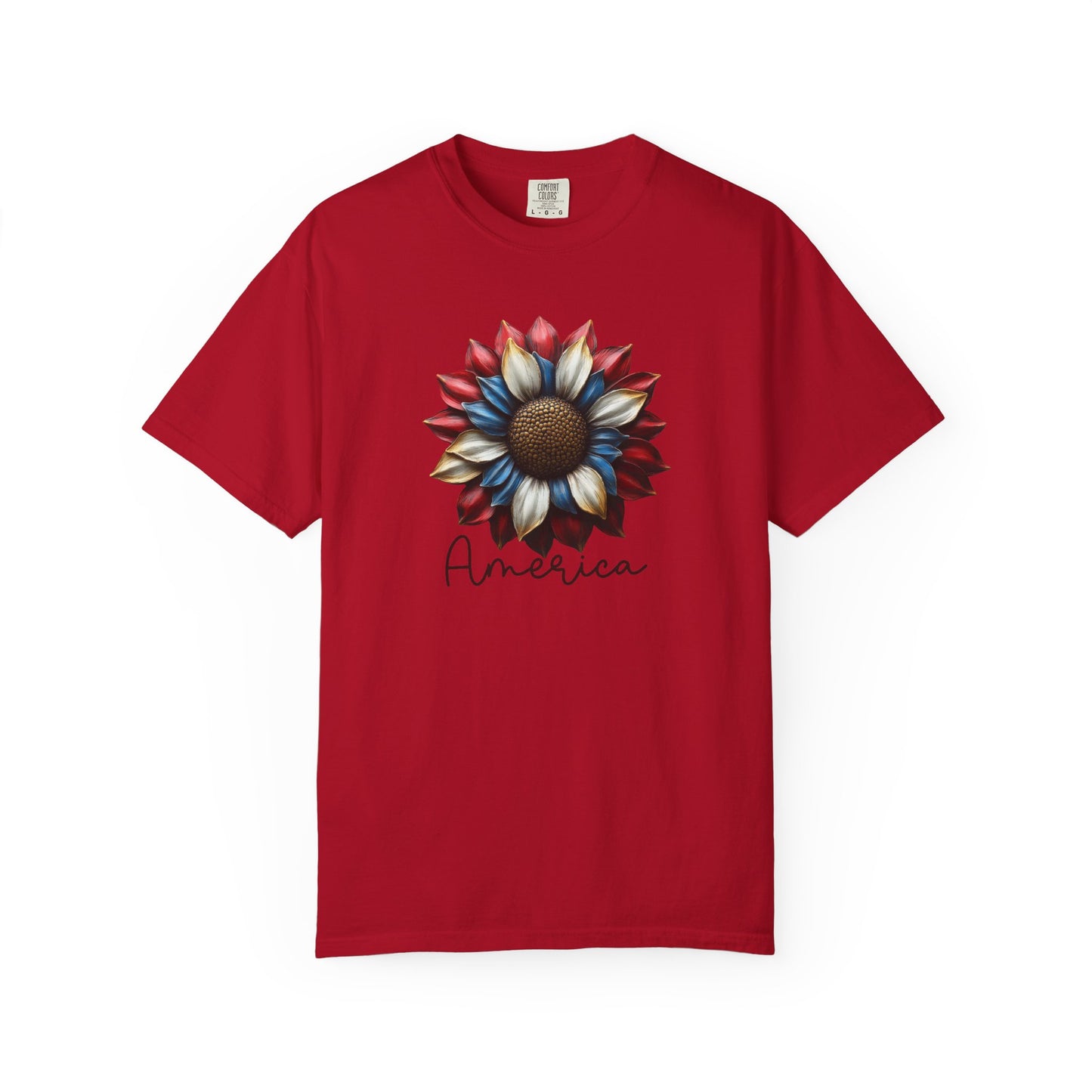 America Sunflower T-Shirt — Patriotic Red White Blue Floral Tee