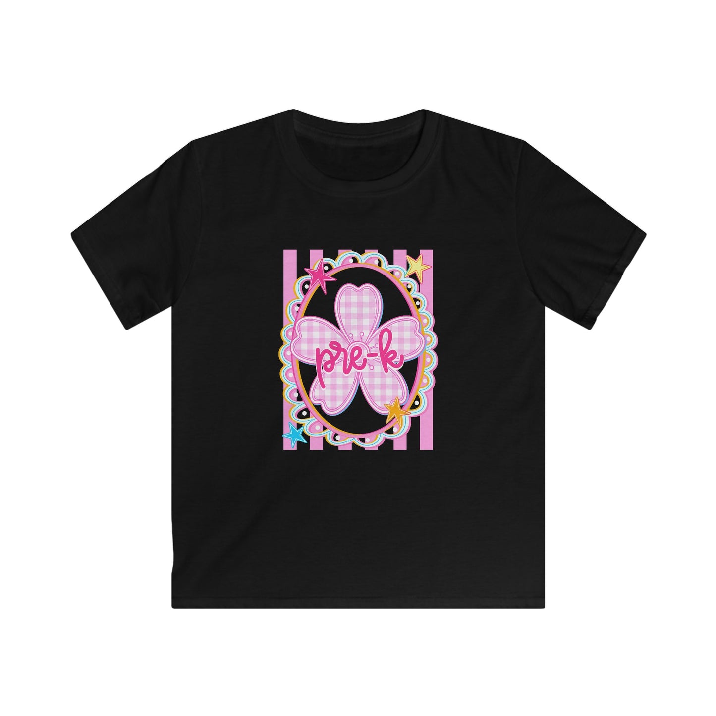Pre-K Girls Floral Butterfly Kids T‑Shirt — Pink Preschool Shirt