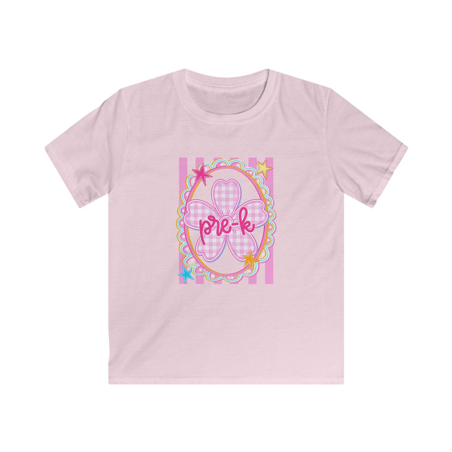 Pre-K Girls Floral Butterfly Kids T‑Shirt — Pink Preschool Shirt