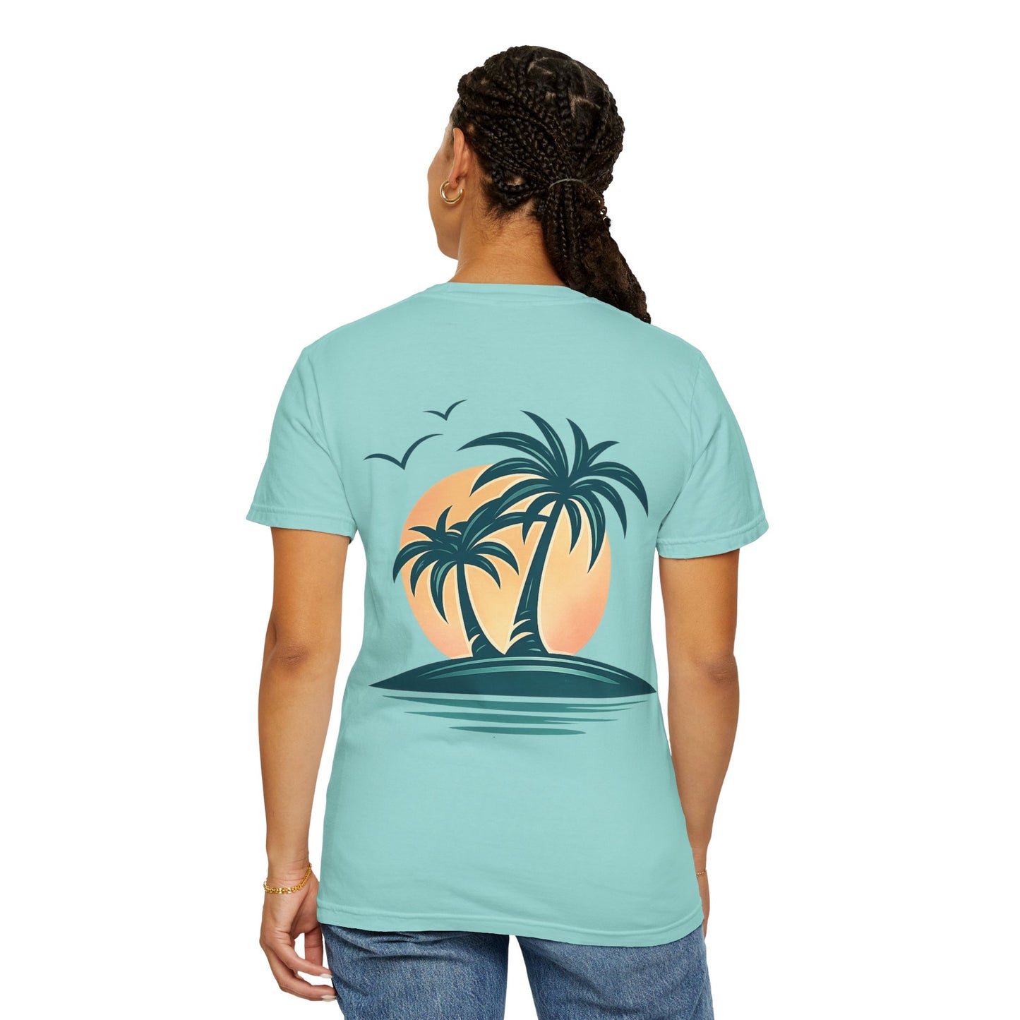Palm Island Sunset T-Shirt — Tropical Beach Graphic Tee