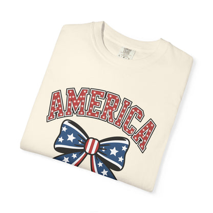 America Patriotic Bow T-Shirt — Stars & Stripes Fourth of July Tee