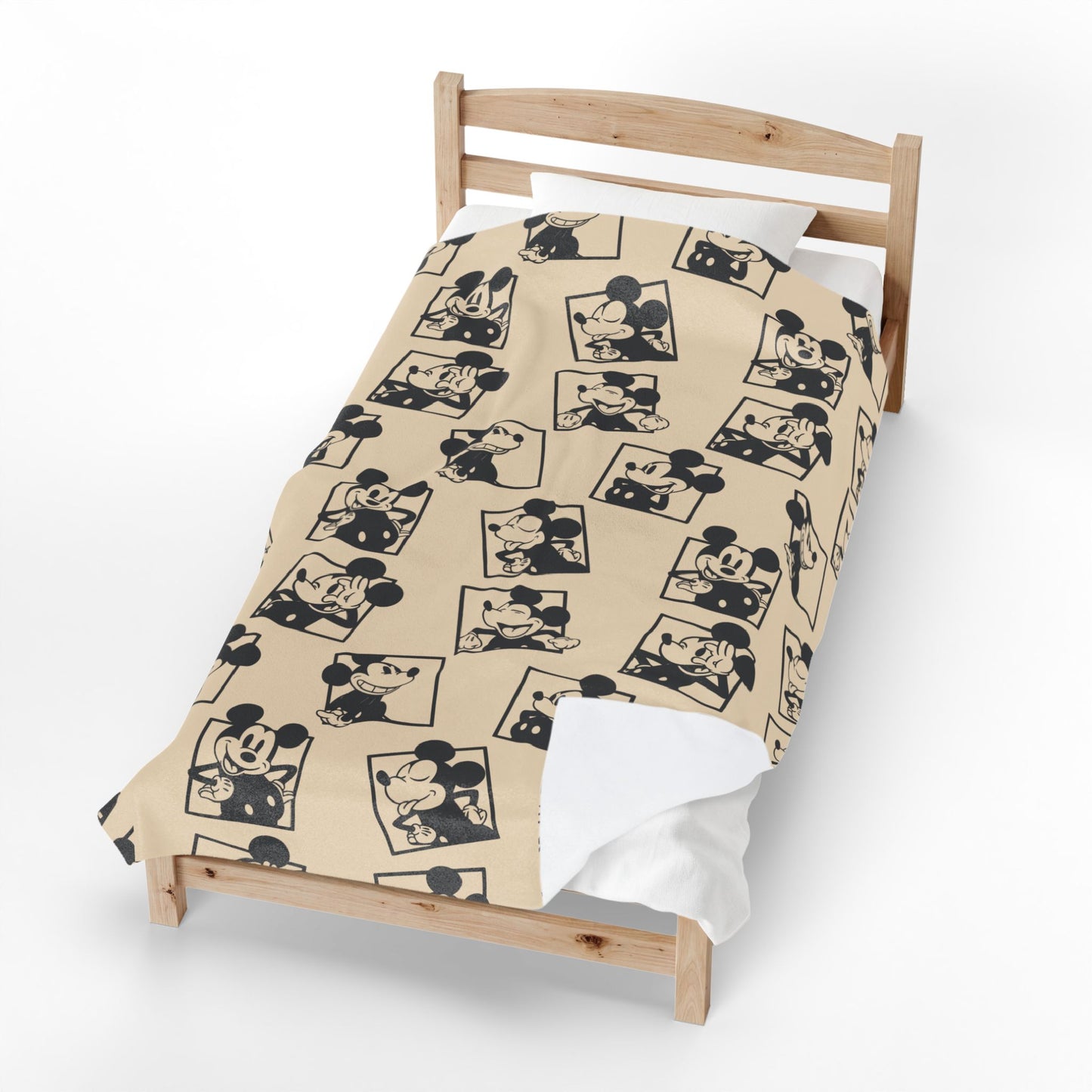 Retro Cartoon Velveteen Plush Blanket - Vintage Mouse Pattern Throw
