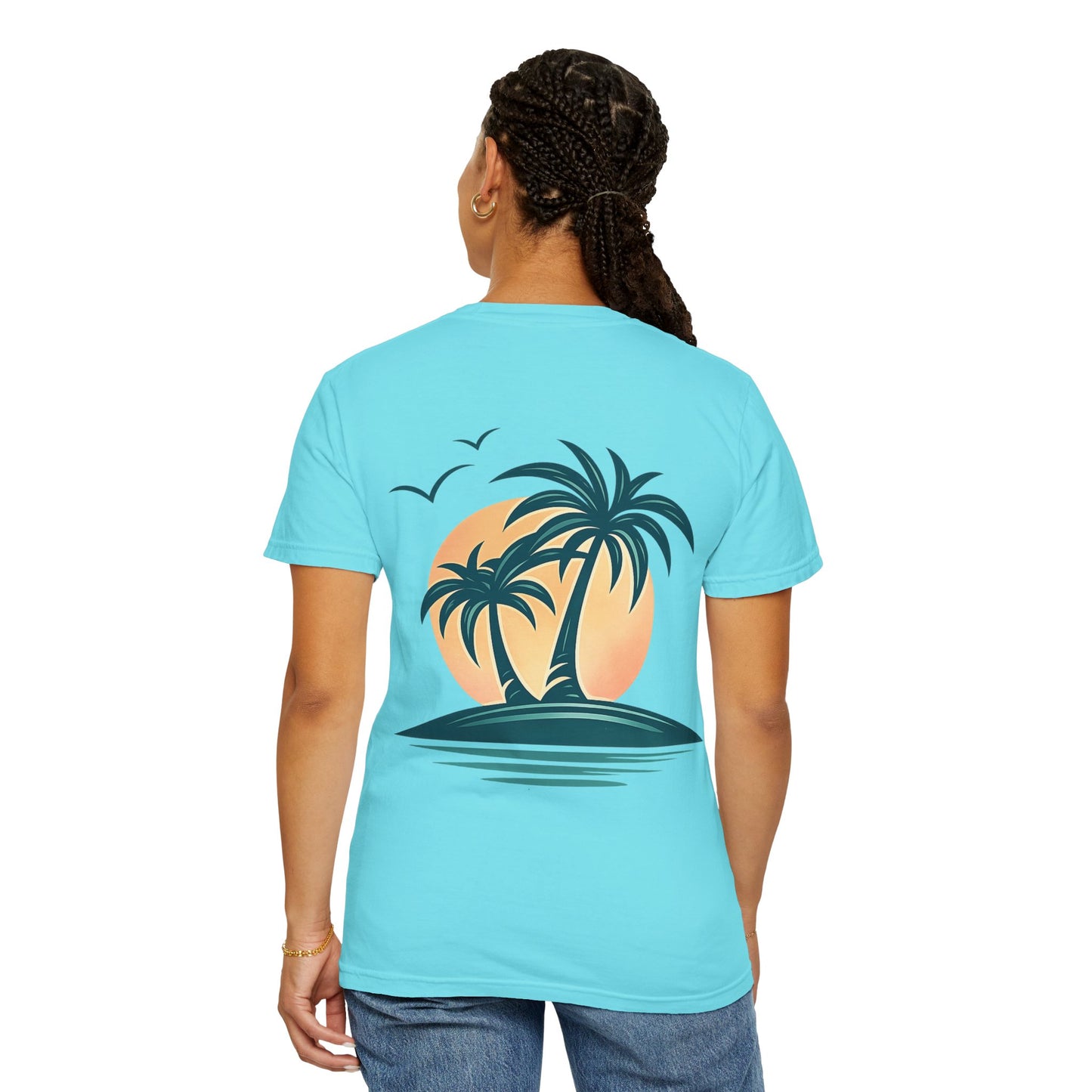 Palm Island Sunset T-Shirt — Tropical Beach Graphic Tee