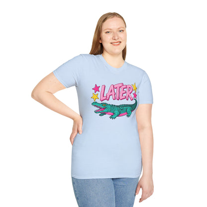 Later Alligator T‑Shirt — Retro Cartoon Gator "Later/After A While" Graphic Tee