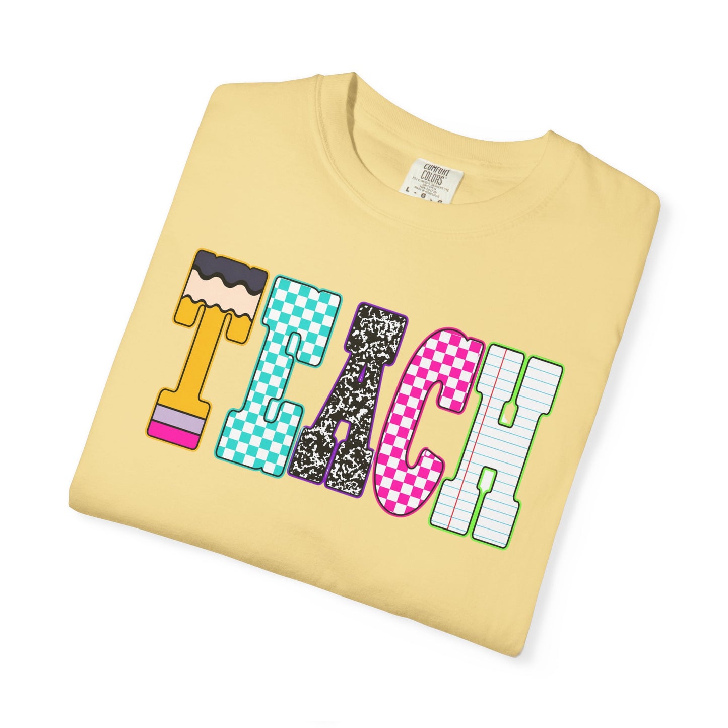 Teach Colorblock Graphic T-Shirt — Fun Teacher Appreciation Tee