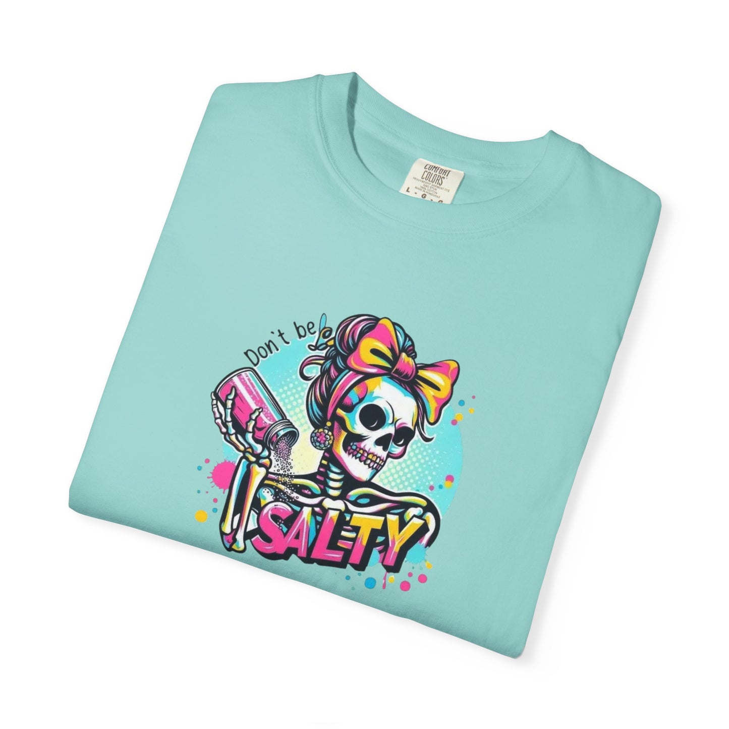 Salty Skull Graphic T-Shirt — Retro Neon Kawaii Skull Tee