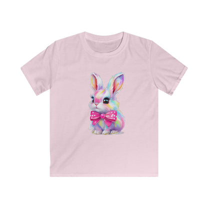 Kids Bunny T‑Shirt — Colorful Pastel Bunny with Pink Bow