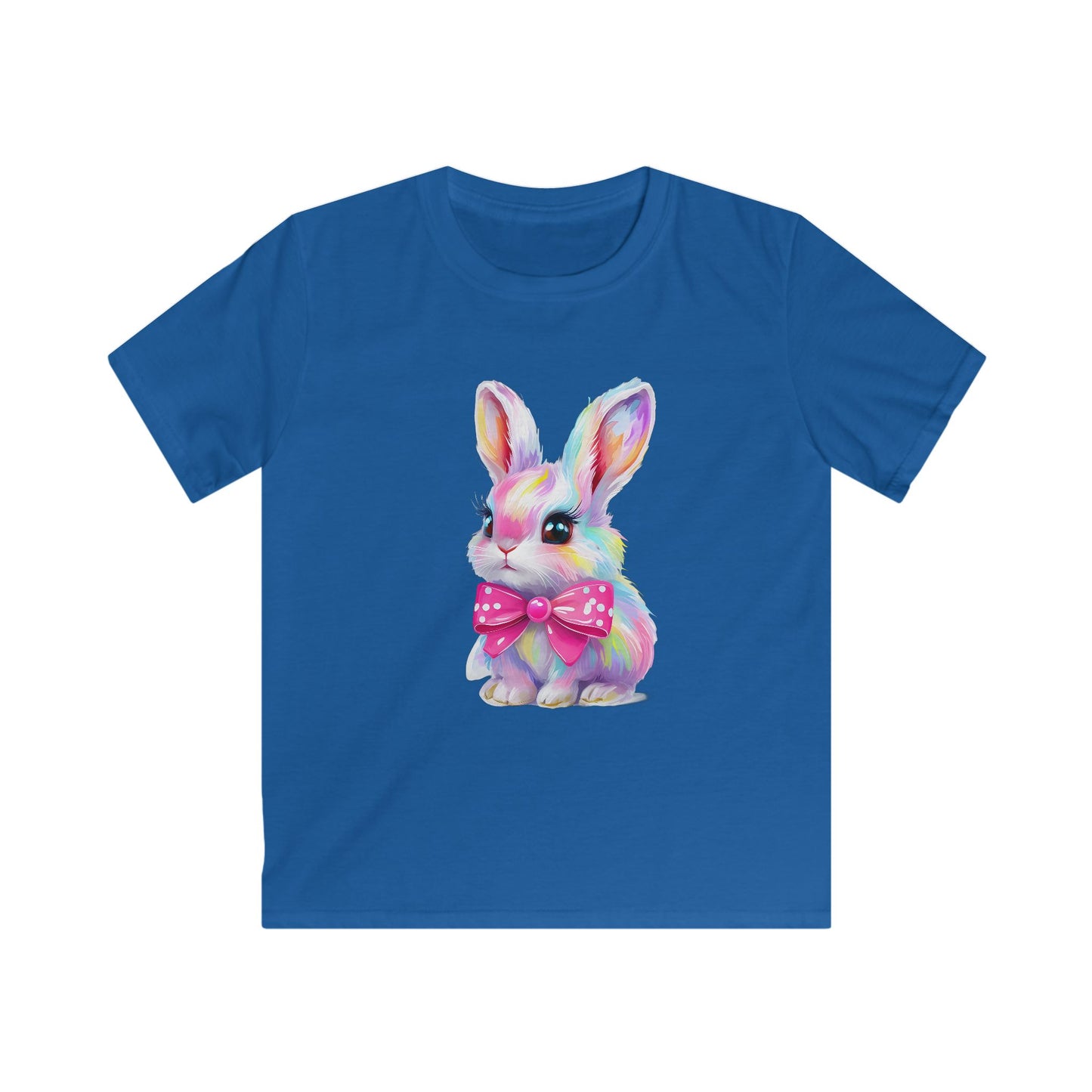 Kids Bunny T‑Shirt — Colorful Pastel Bunny with Pink Bow