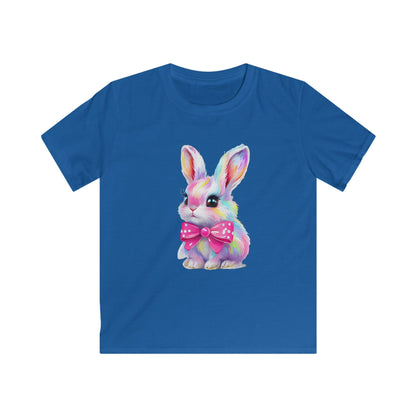 Kids Bunny T‑Shirt — Colorful Pastel Bunny with Pink Bow