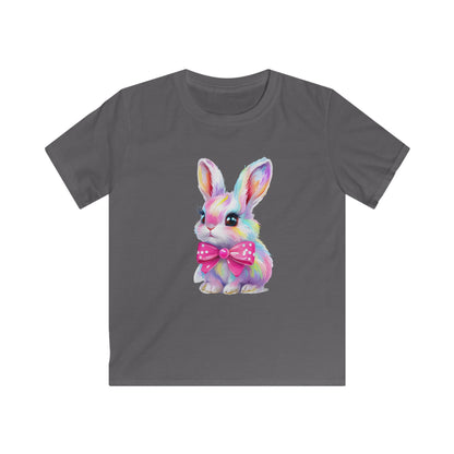 Kids Bunny T‑Shirt — Colorful Pastel Bunny with Pink Bow