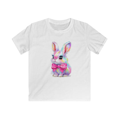 Kids Bunny T‑Shirt — Colorful Pastel Bunny with Pink Bow