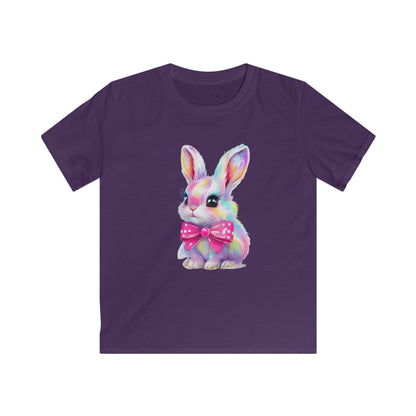 Kids Bunny T‑Shirt — Colorful Pastel Bunny with Pink Bow