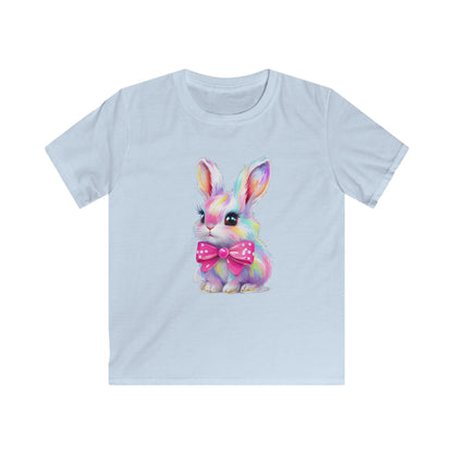 Kids Bunny T‑Shirt — Colorful Pastel Bunny with Pink Bow