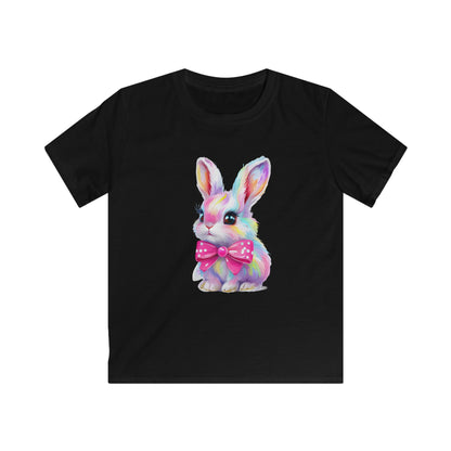 Kids Bunny T‑Shirt — Colorful Pastel Bunny with Pink Bow