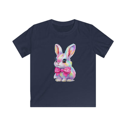 Kids Bunny T‑Shirt — Colorful Pastel Bunny with Pink Bow