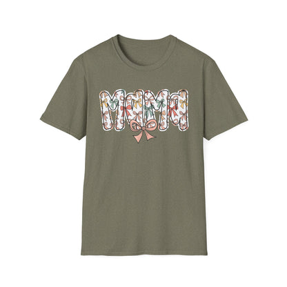 Mama Floral Typography T-Shirt — 'MAMA' Bow Graphic, Cute Mother's Day Gift
