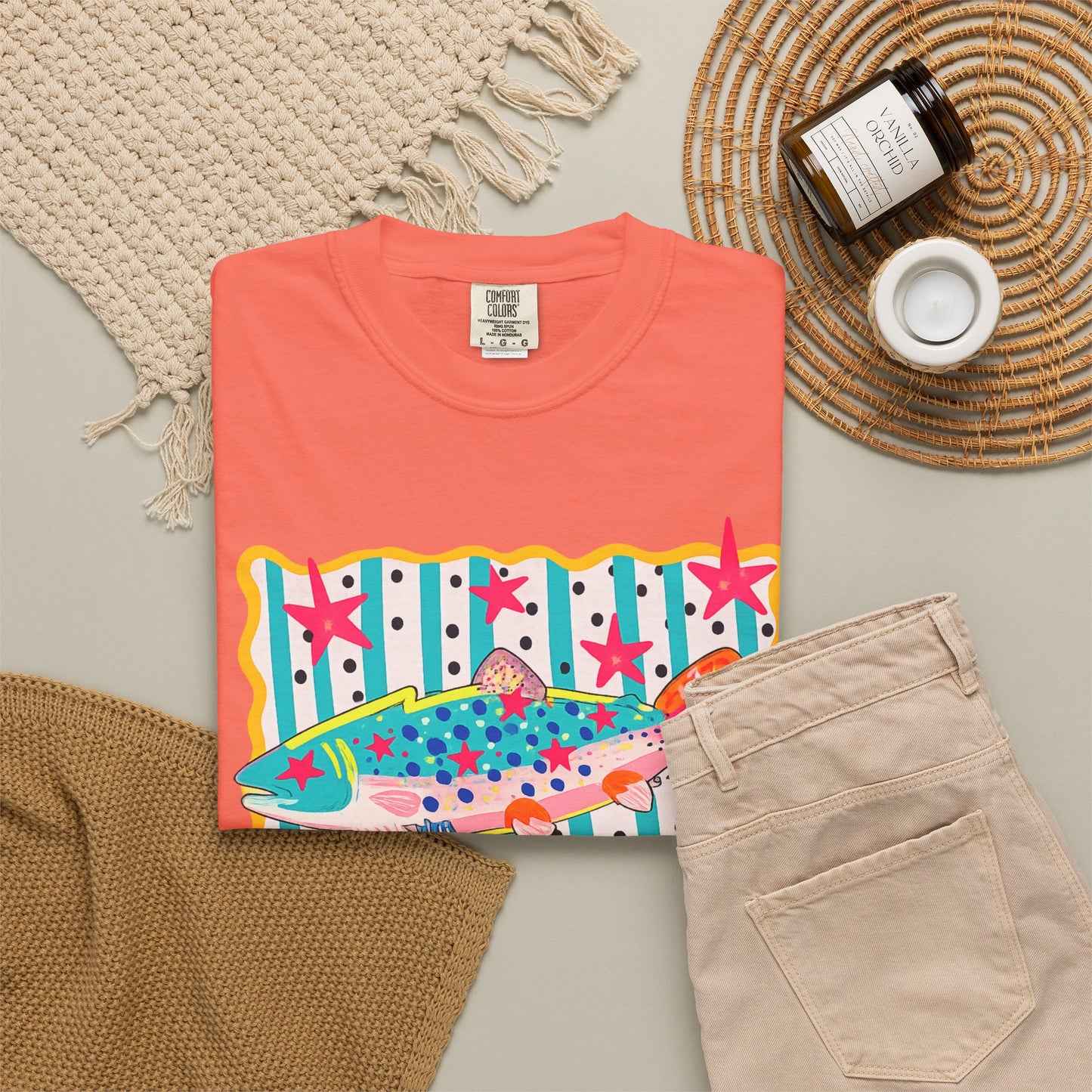 Fish Pattern T-Shirt — Colorful Retro Sea Life Graphic Tee