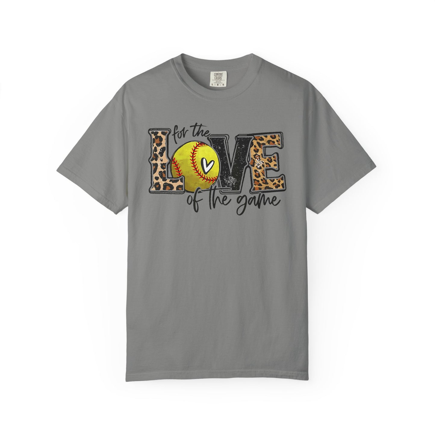 Love of the Game Softball T-Shirt — Leopard Print Tennis Ball Design