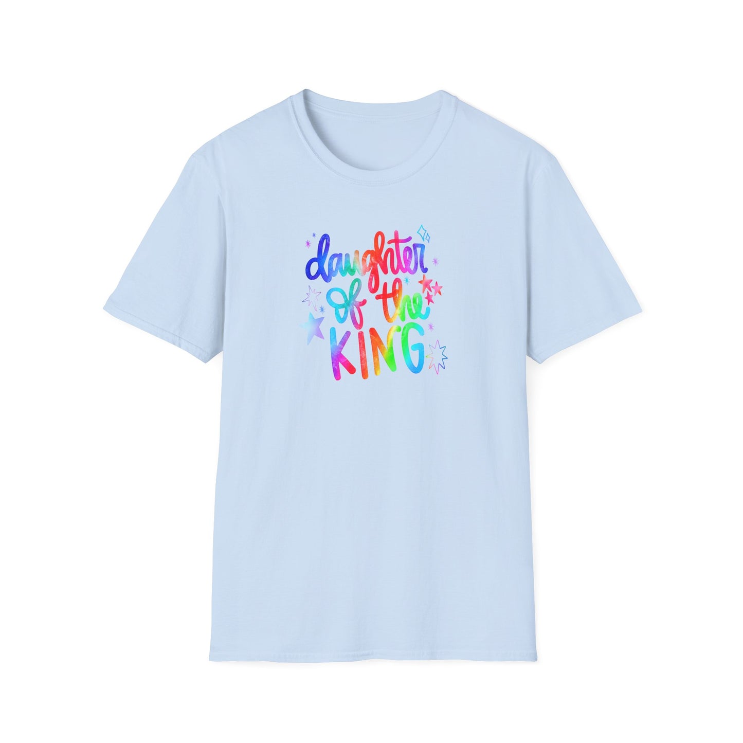 Daughter of the King Rainbow T-Shirt — Christian Faith Graphic Tee for Girls