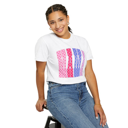 Mama Polka Dot Graphic T-Shirt — Pink & Purple Retro Mother's Day Tee