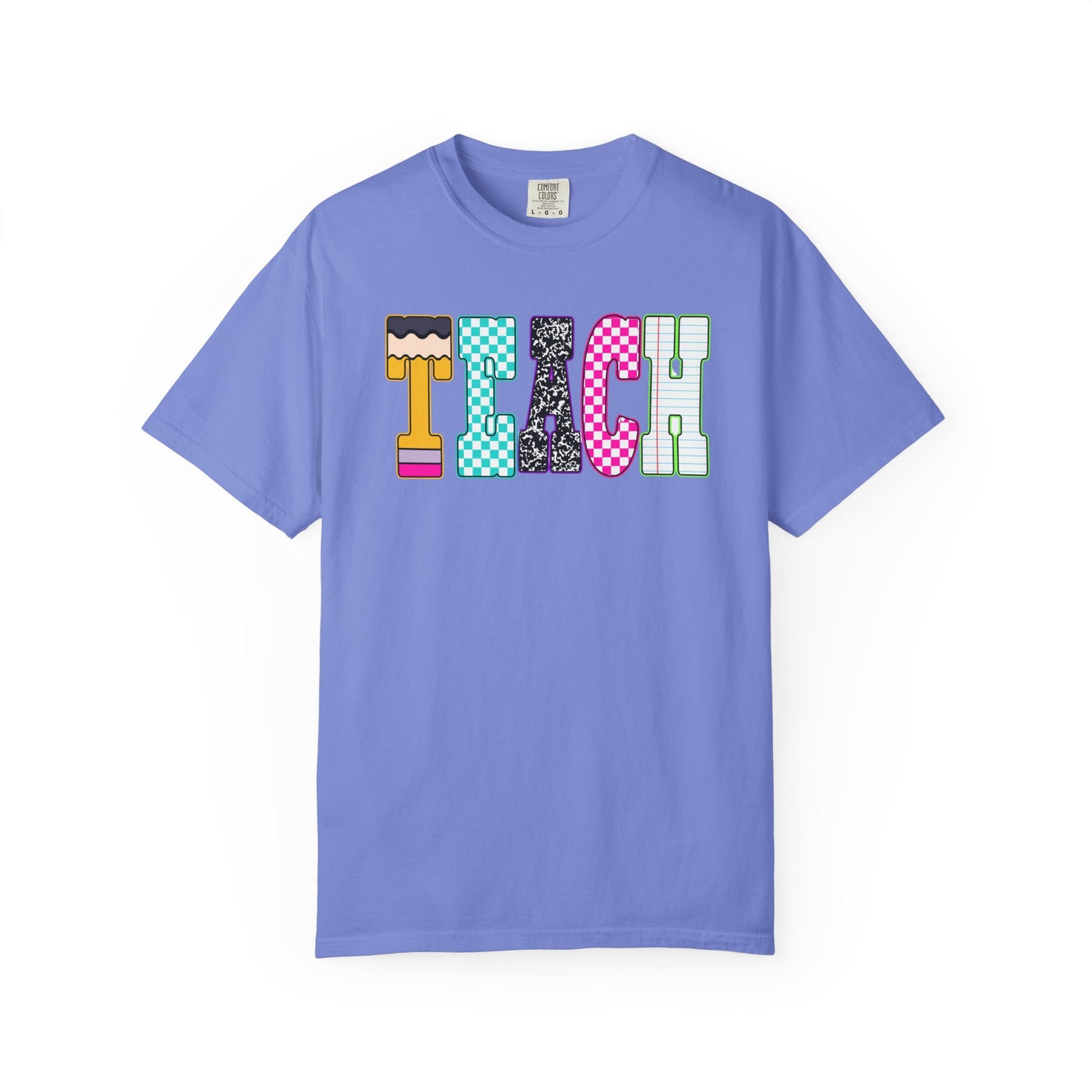 Teach Colorblock Graphic T-Shirt — Fun Teacher Appreciation Tee