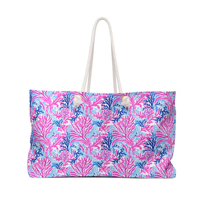 Pink Coral Reef Weekender Bag – Tropical Beach Tote for Getaways
